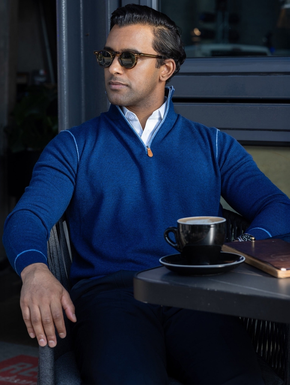 Collars & Co. Men's XL Napoli Accent Quarter Zip Wool Cashmere Sweater New